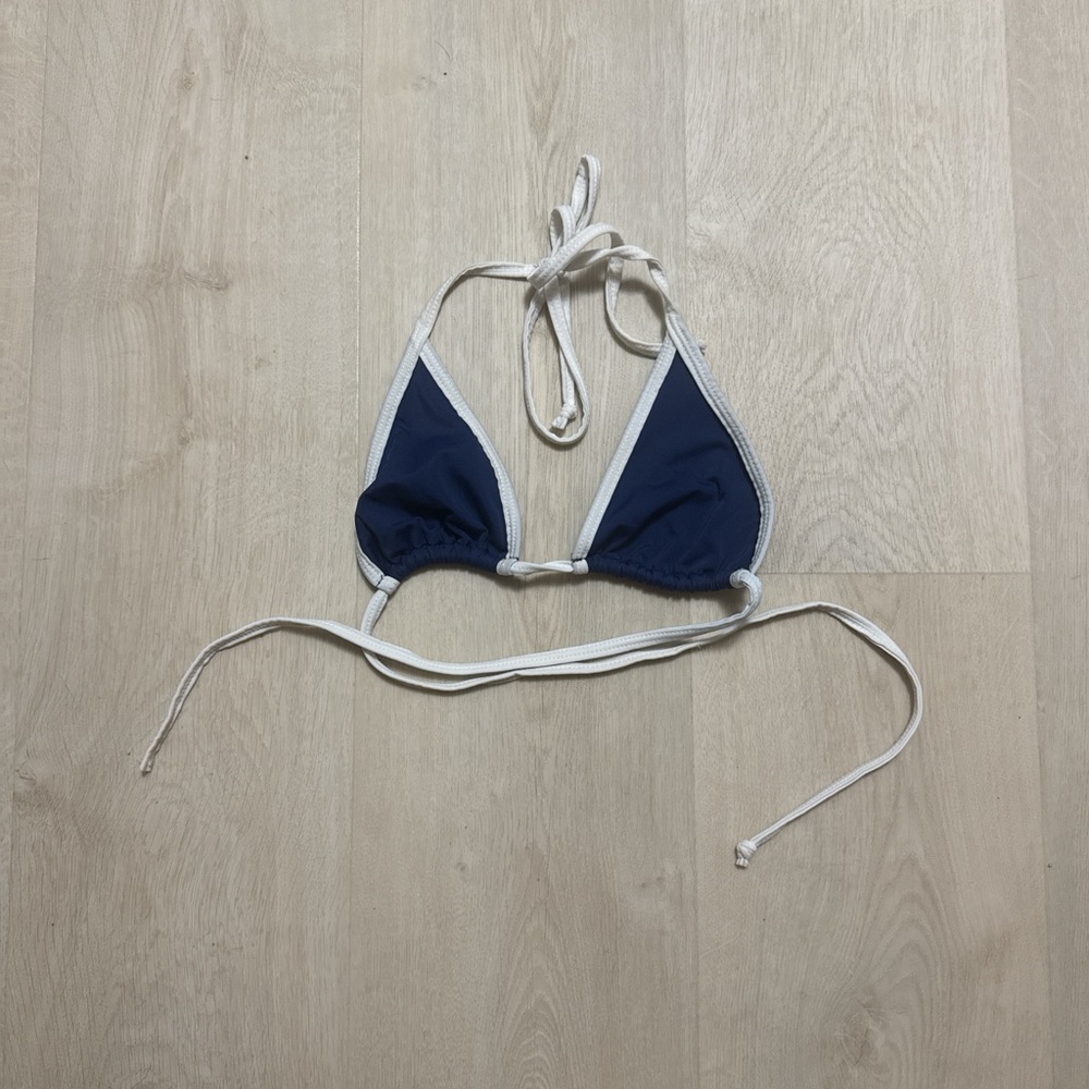 Navy Blue and White Bikini Top